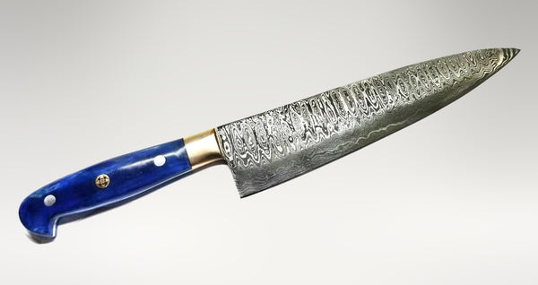 Damascus Steel Chef Knife with Hand-Carved Bone Handle