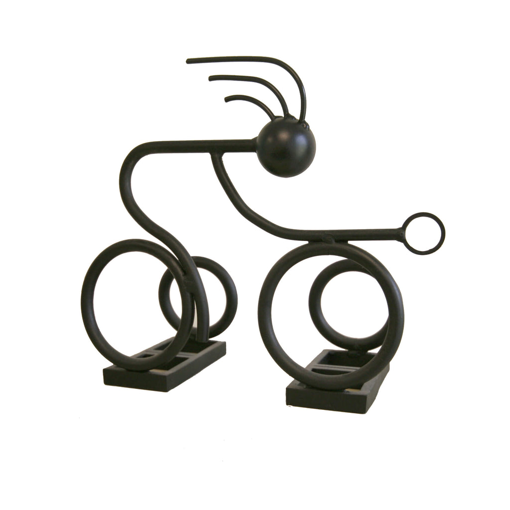 Cyclist Wine Rack - Kokopelli | Down Home Modern | Hand-crafted decor for home, deck, patio, greenhouse, or garden. Perfect gift items, stylish home décor.
